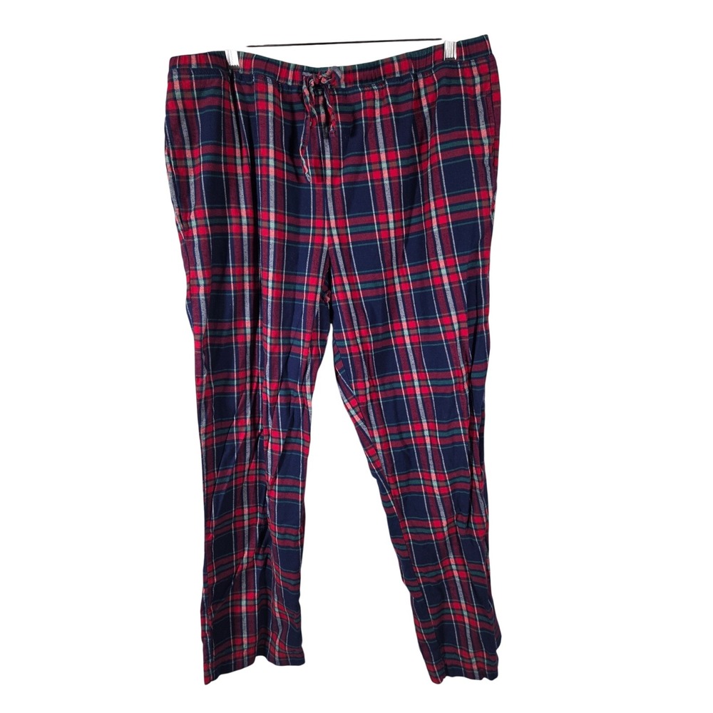 Hanna Andersson‎ Mens XL Flannel Pajama Pants Navy Red Tartan Plaid 100% Cotton